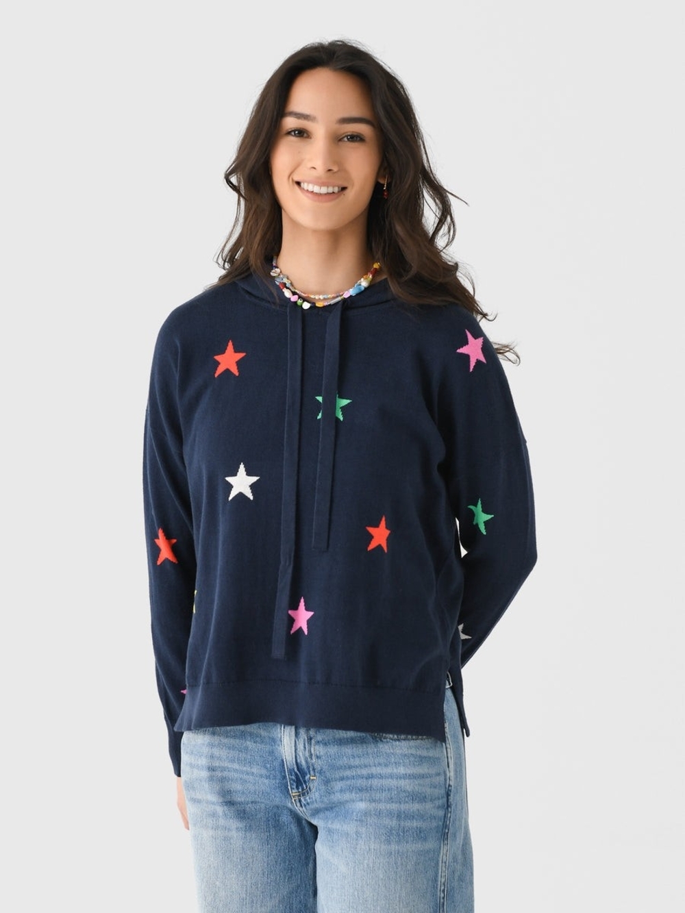 J. Society New York Multicolor Star Knit Hoodie M